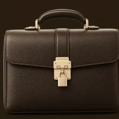 Locked leather briefcase — Spinfever