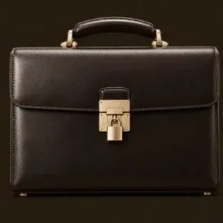 Locked leather briefcase — Spinfever